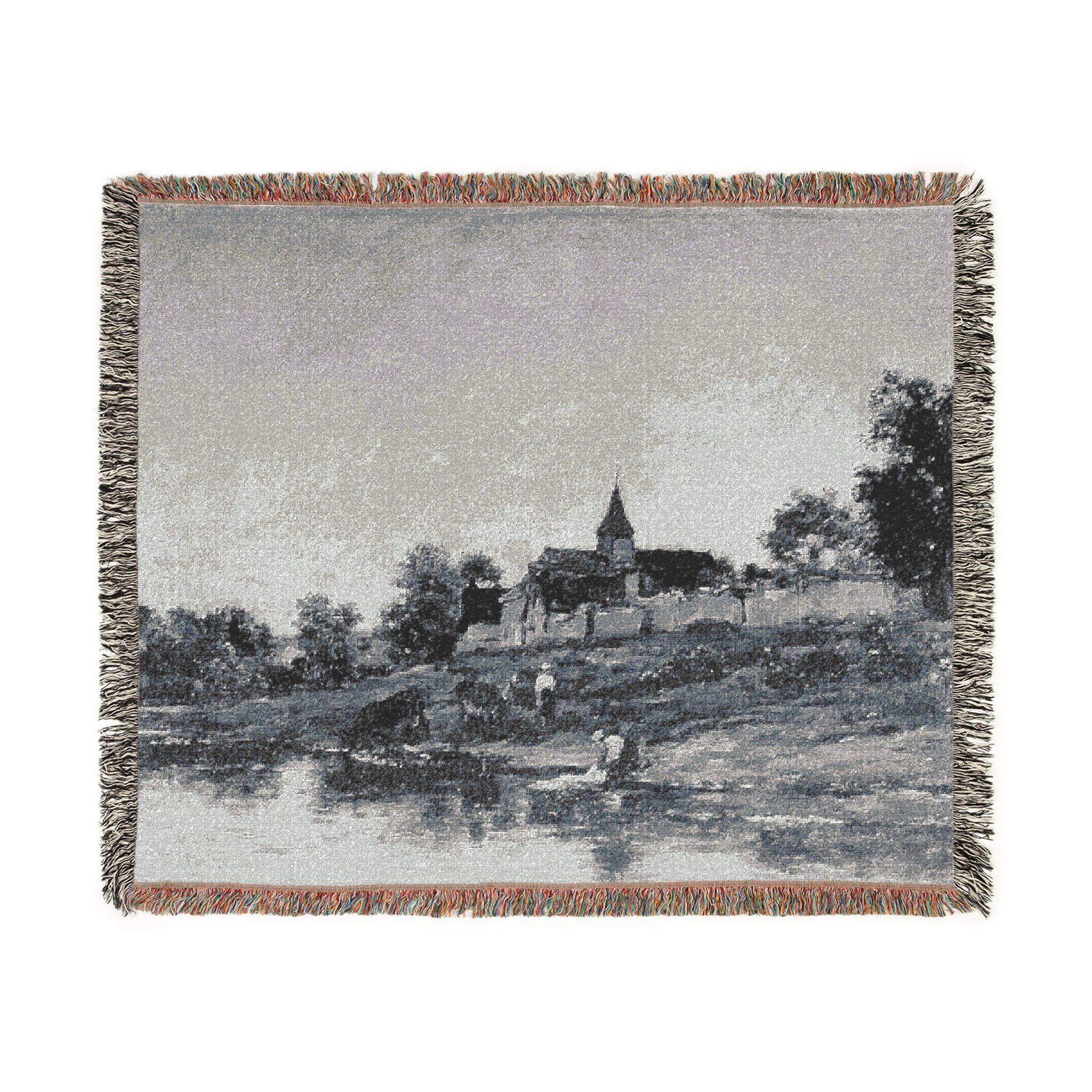 Charles François Daubigny - On the Bank of the Seine at Portejoie | Woven Tapestry Blanket