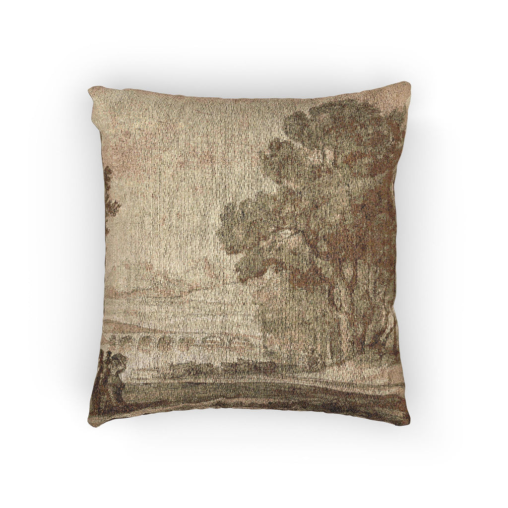 Claude Lorrain - A Wooded River Landscape with Jacob, Laban, and His Daughters | Woven Pillow