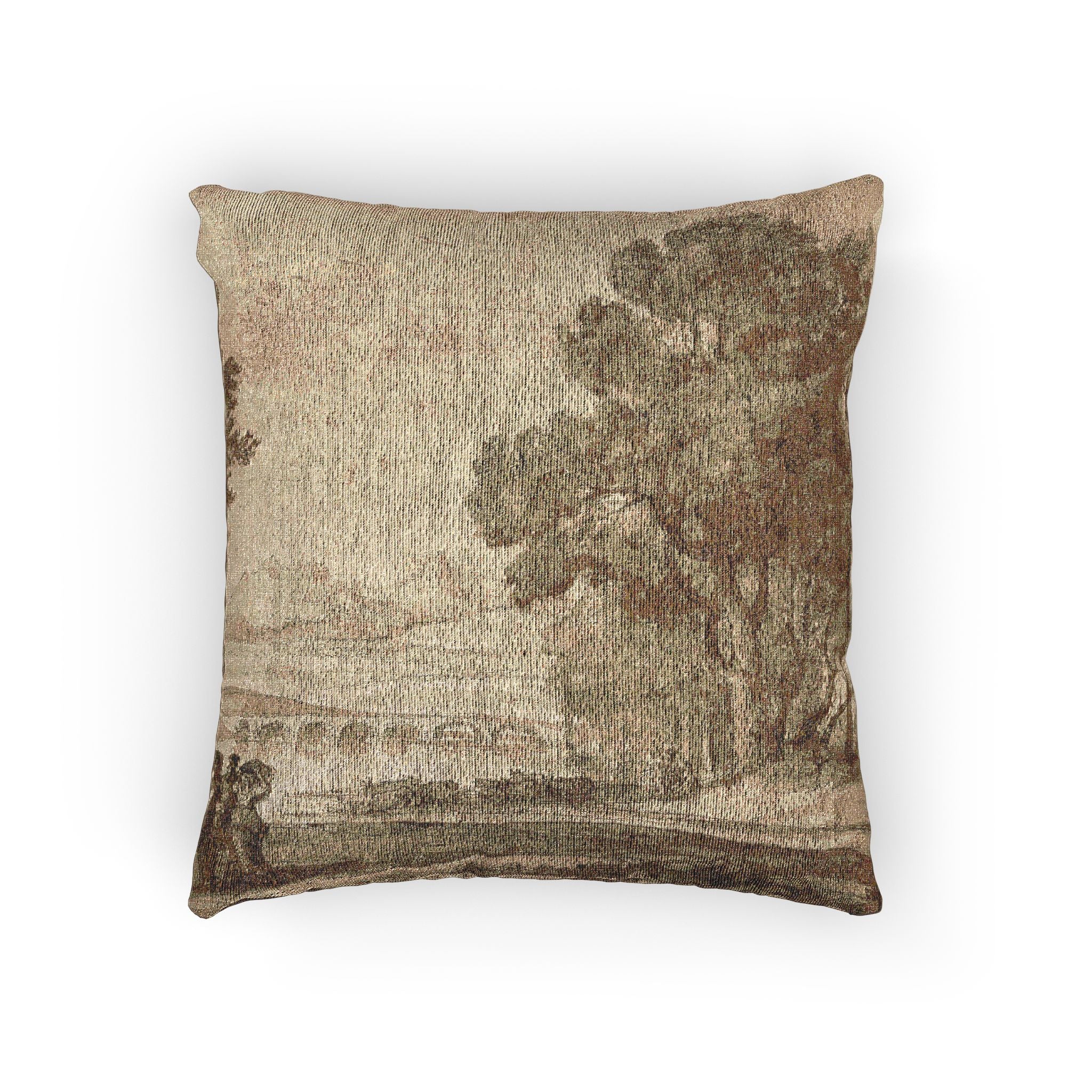 Claude Lorrain - A Wooded River Landscape with Jacob, Laban, and His Daughters | Woven Pillow