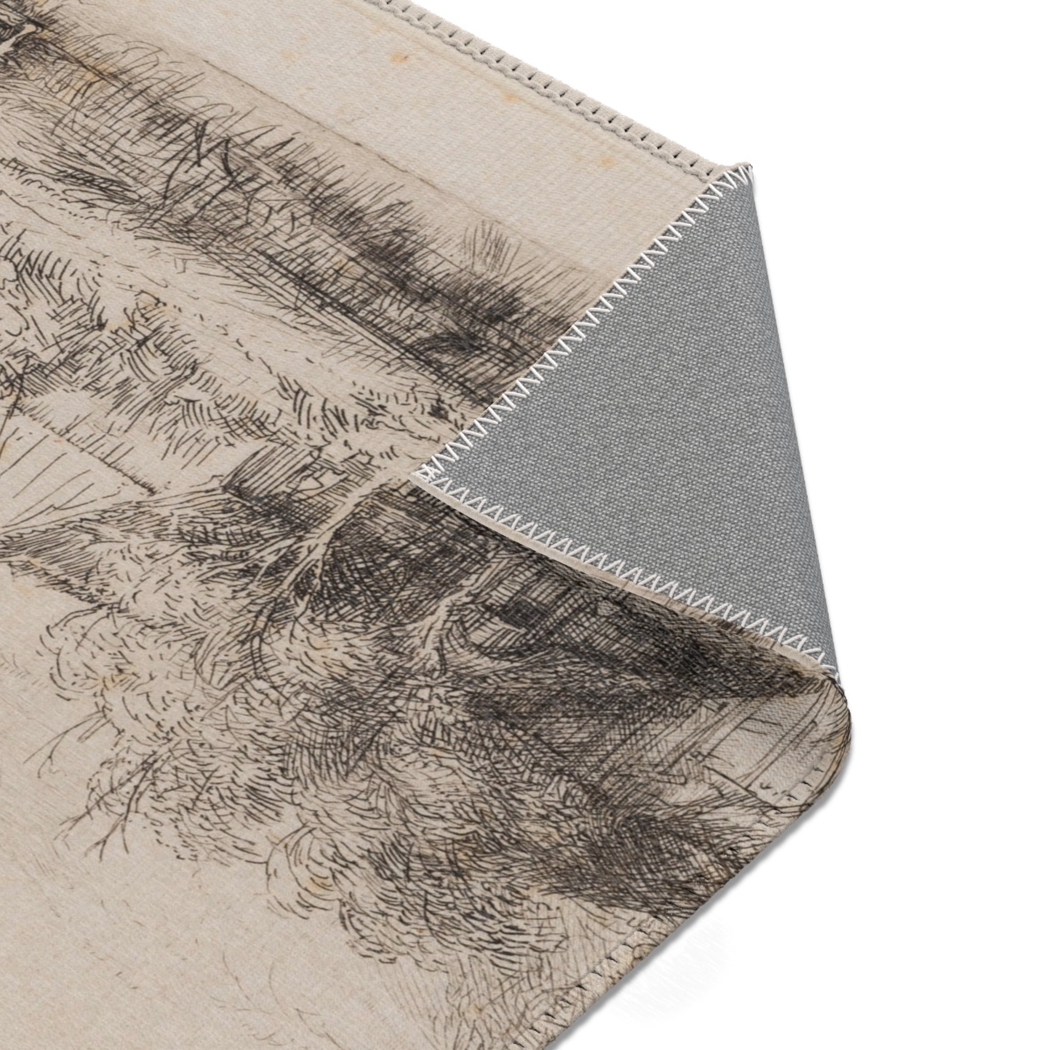 Rembrandt van Rijn - Landscape with a Cow Drinking | Area Rug