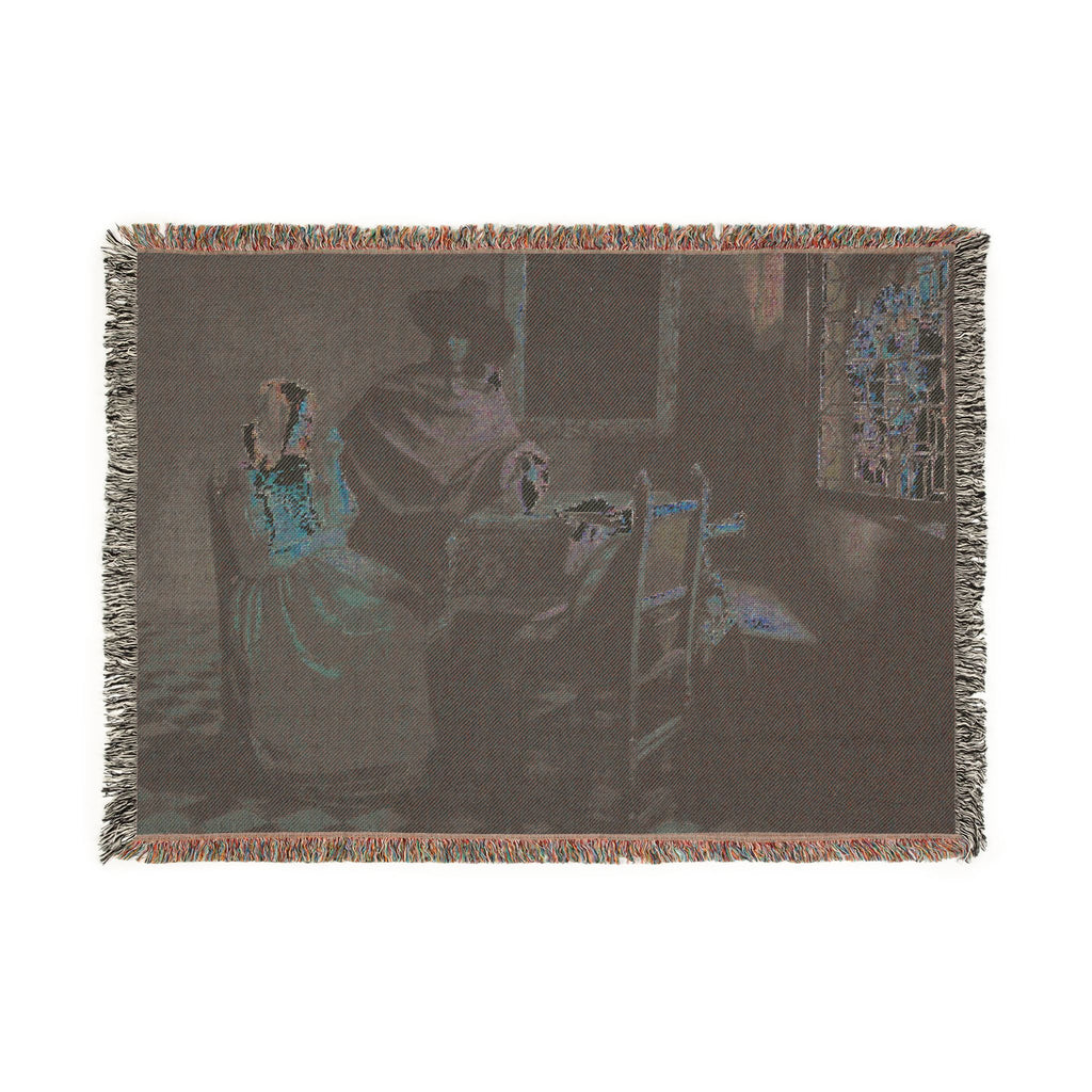 Jan Vermeer van Delft - The Glass of Wine - Google Art Project | Woven Tapestry Blanket