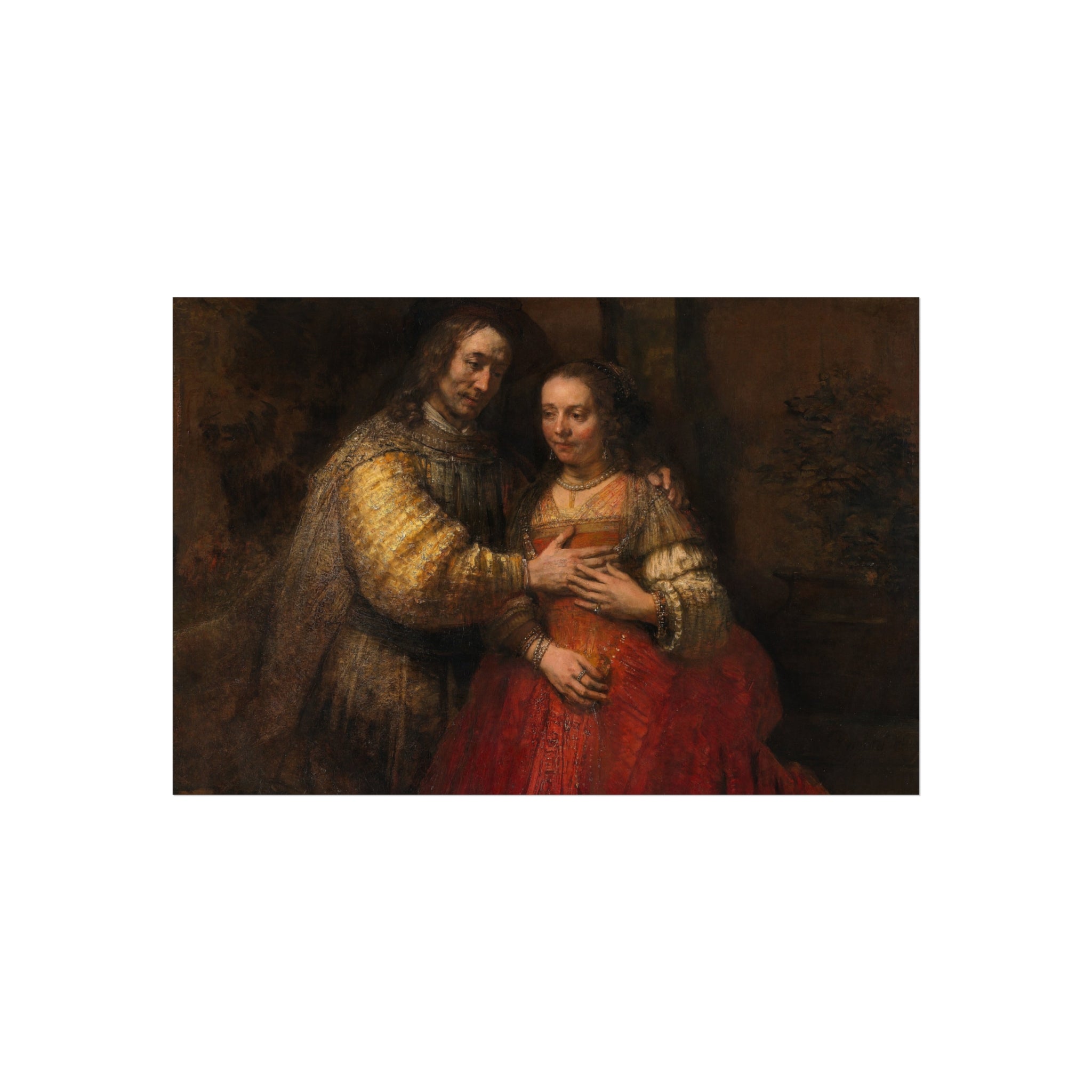 Rembrandt Harmensz. van Rijn - Portret van een paar als oudtestamentische figuren, genaamd 'Het Joodse bruidje' - Google | Fine Art Poster