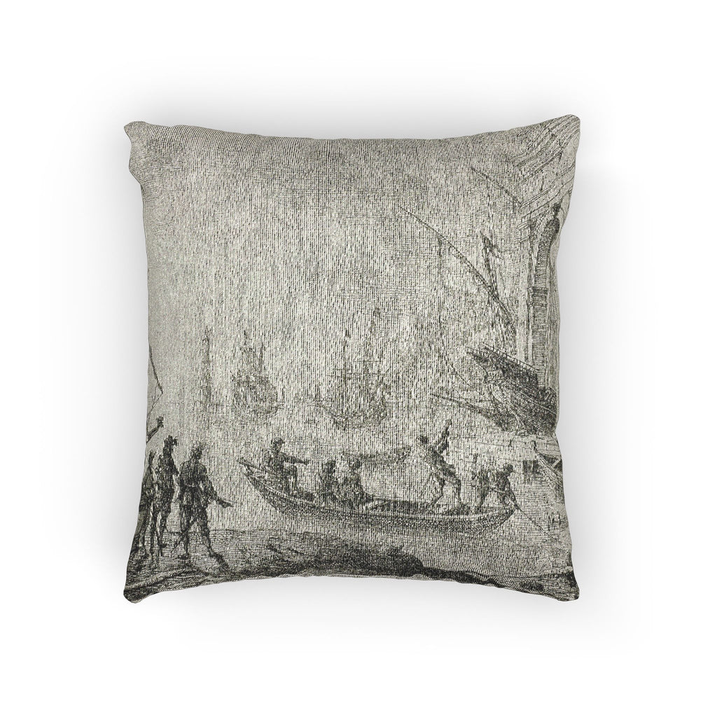Claude Lorrain - Harbor Scene with a Lighthouse | Woven Pillow