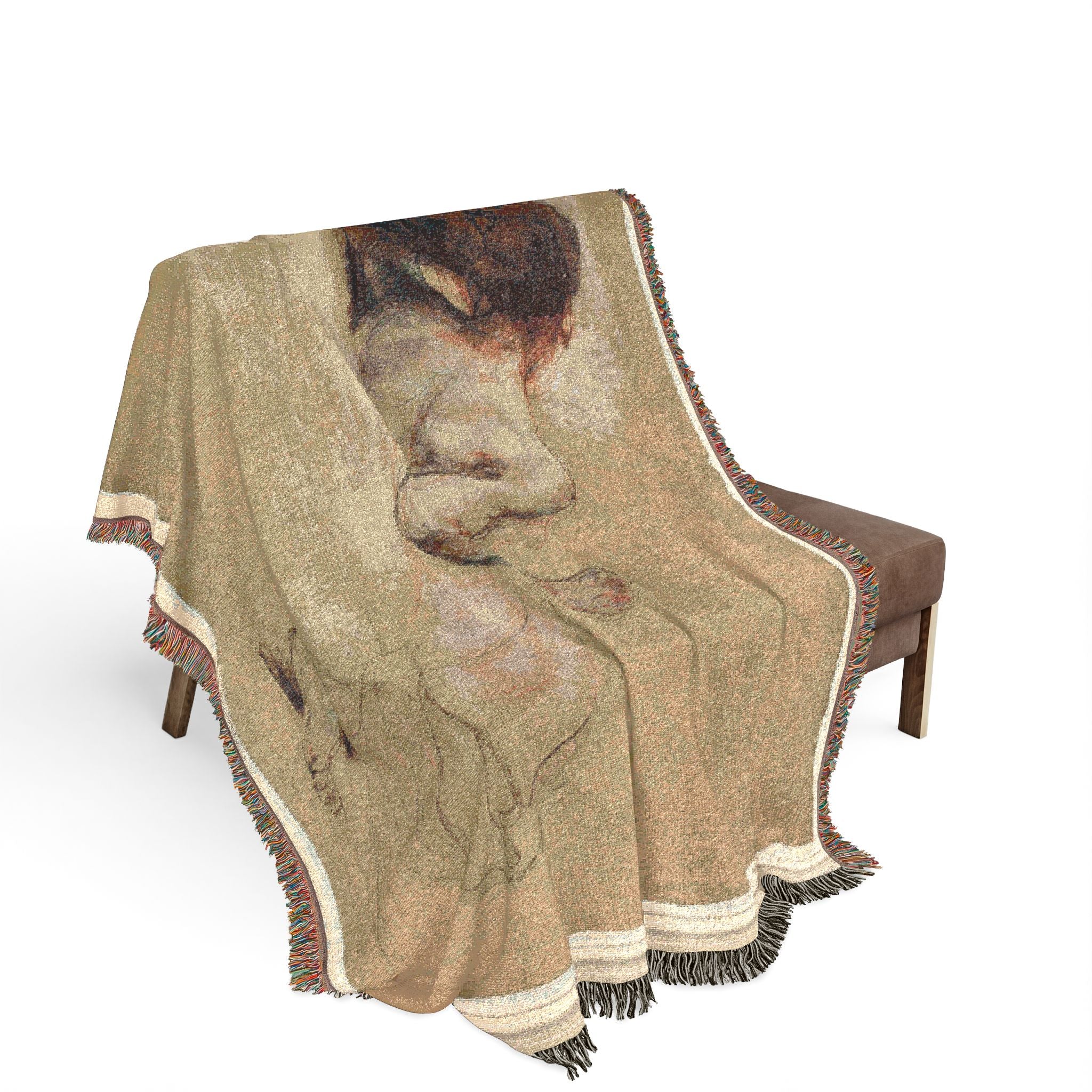 Crouching Woman Eugène Delacroix Tapestry Blanket
