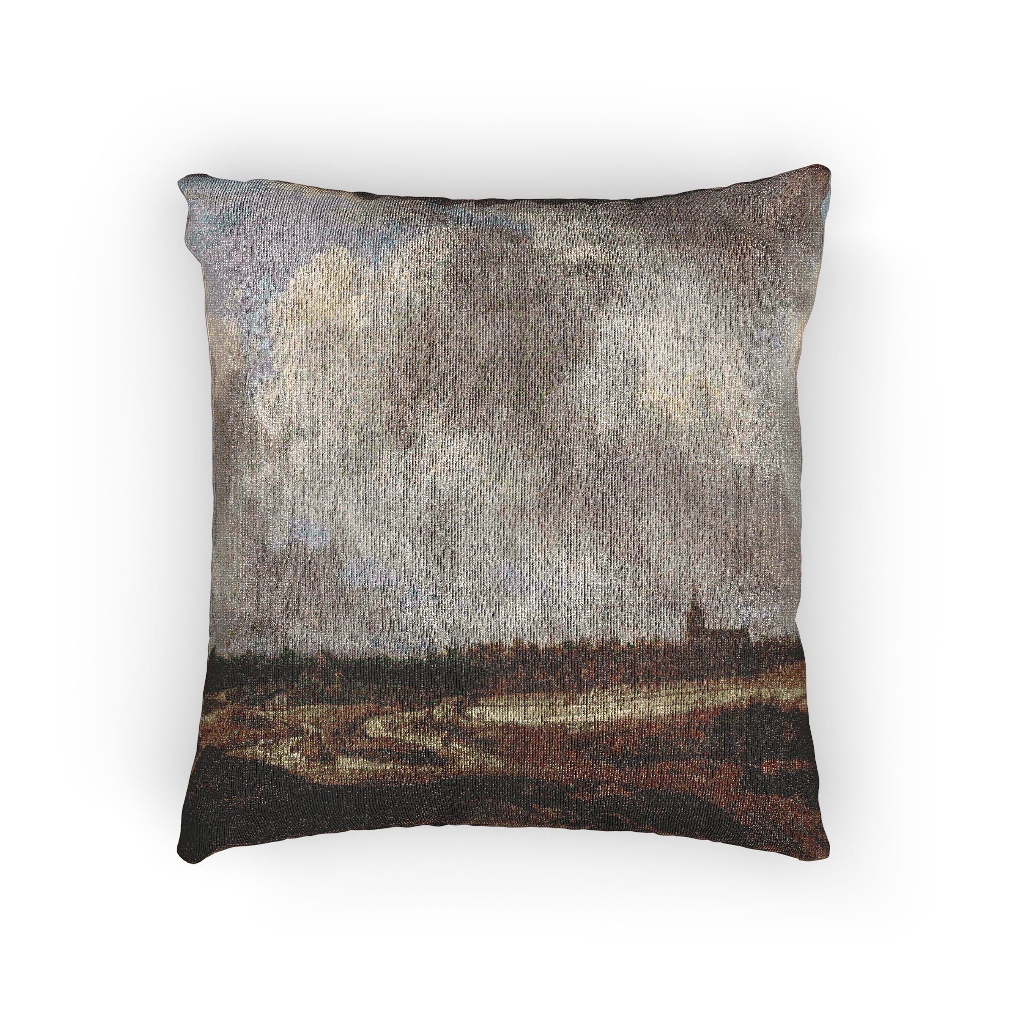 Dresden, Gemäldegalerie Alte Meister, Jacob van Ruisdael, ein Walddorf hinter Dünen | Woven Pillow