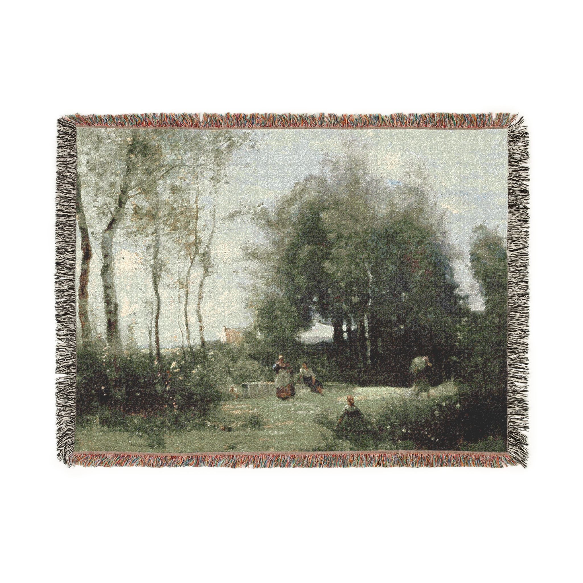 Jean Baptiste Camille Corot - Arleux-Palluel, The Bridge of Trysts | Woven Tapestry Blanket
