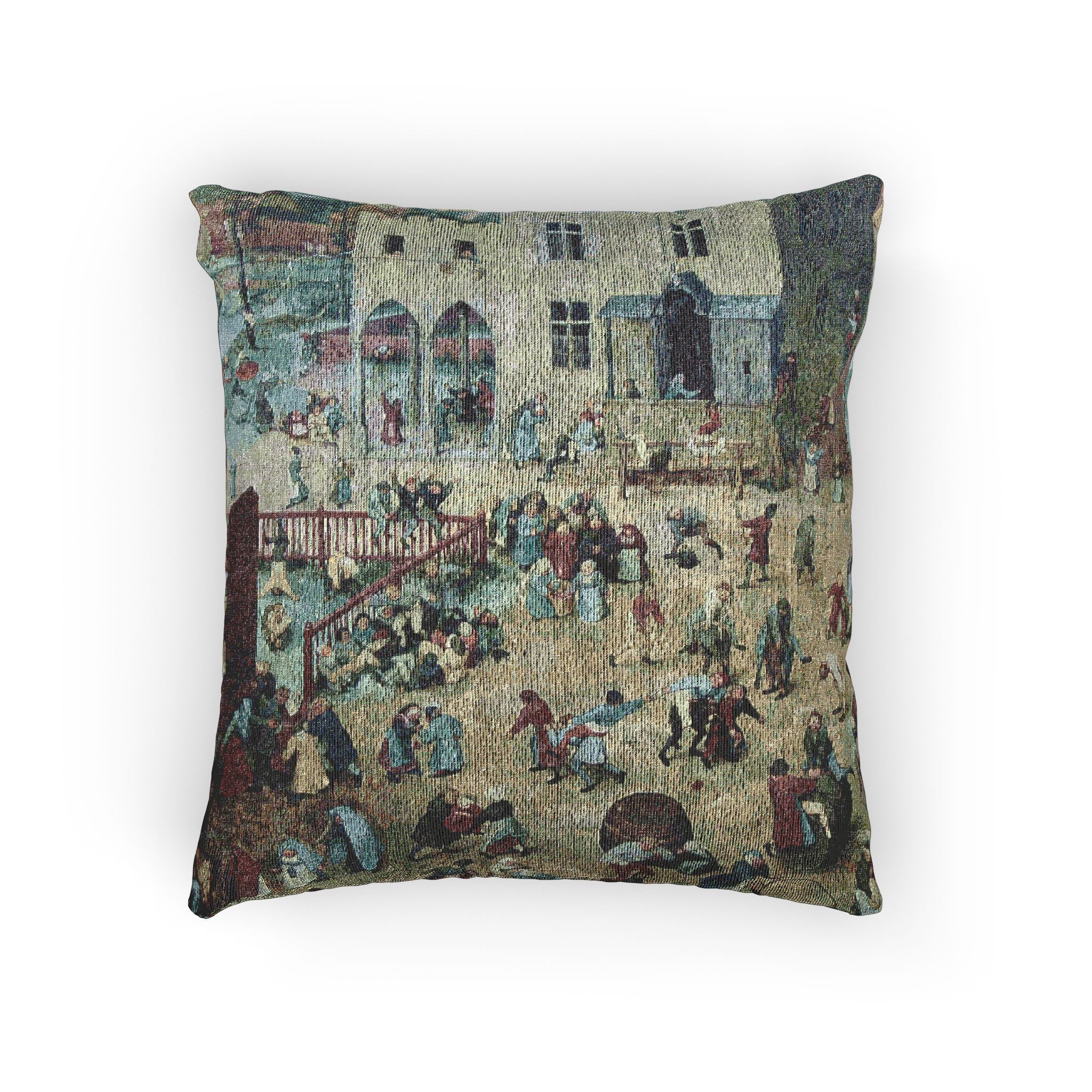 -2022-02-07 Children's Games, Pieter Bruegel the Elder, West Street, Cromer, Norfolk | Woven Pillow