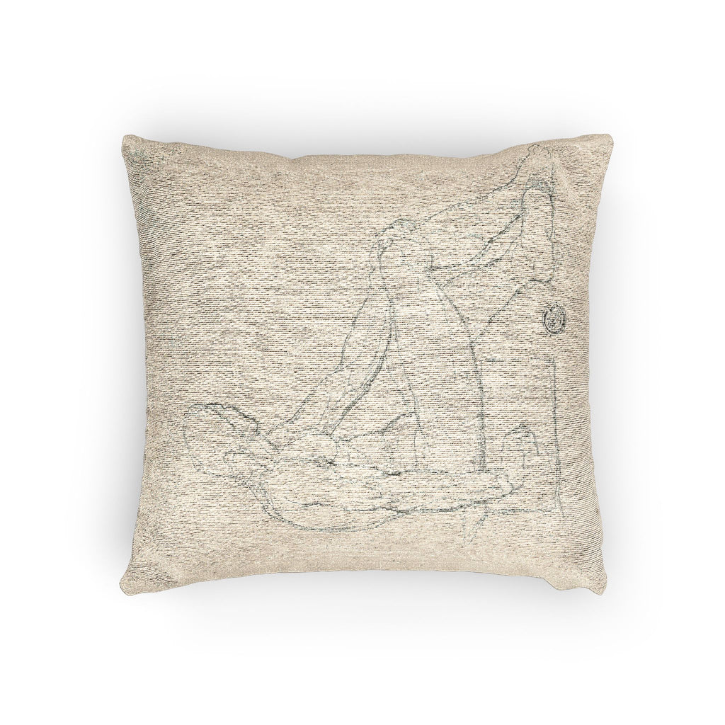Style of Jacques Louis David - Seated Male Nude | Woven Pillow