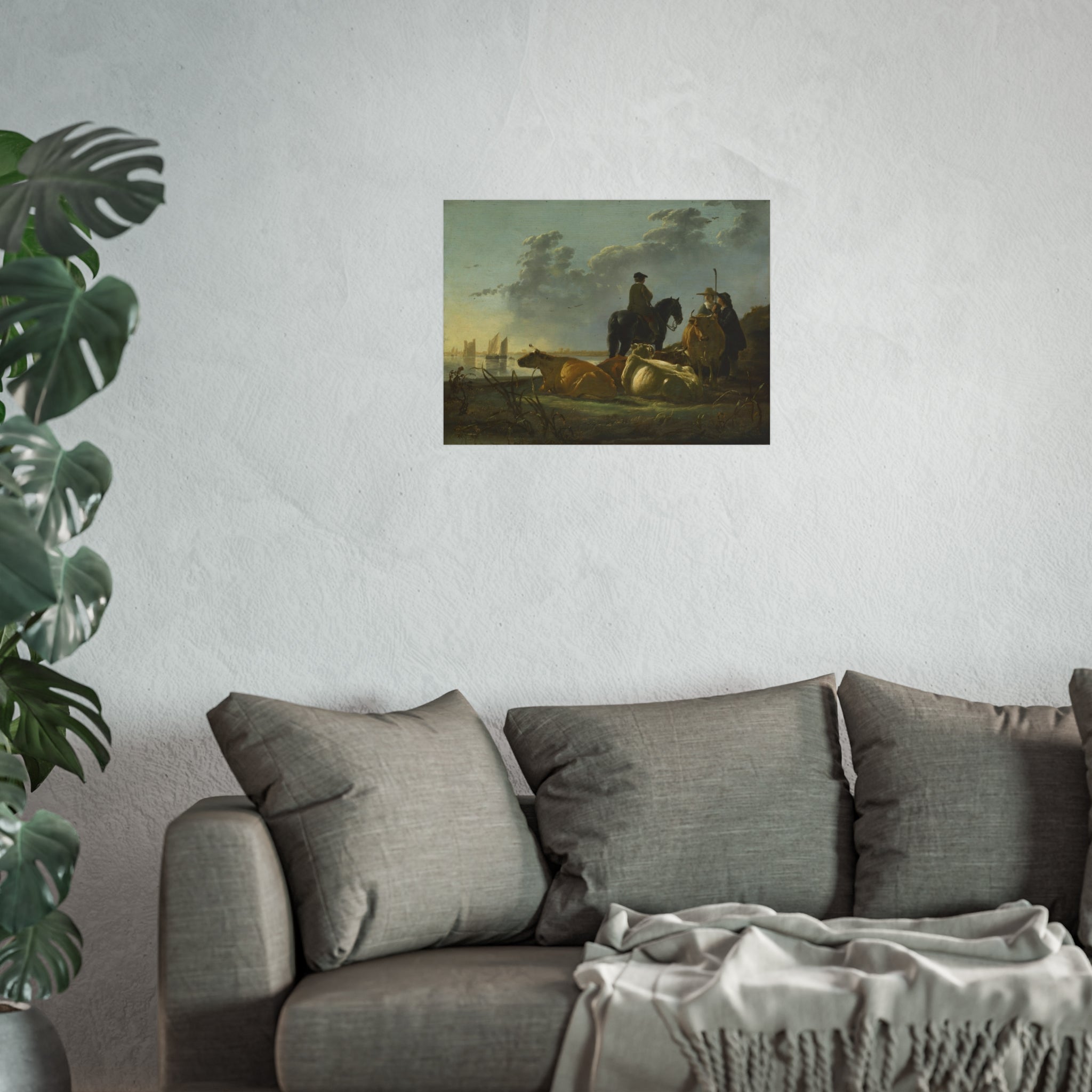 Aelbert Cuyp - Peasants with Four Cows by the River Merwede - WGA5825 | Fine Art Poster