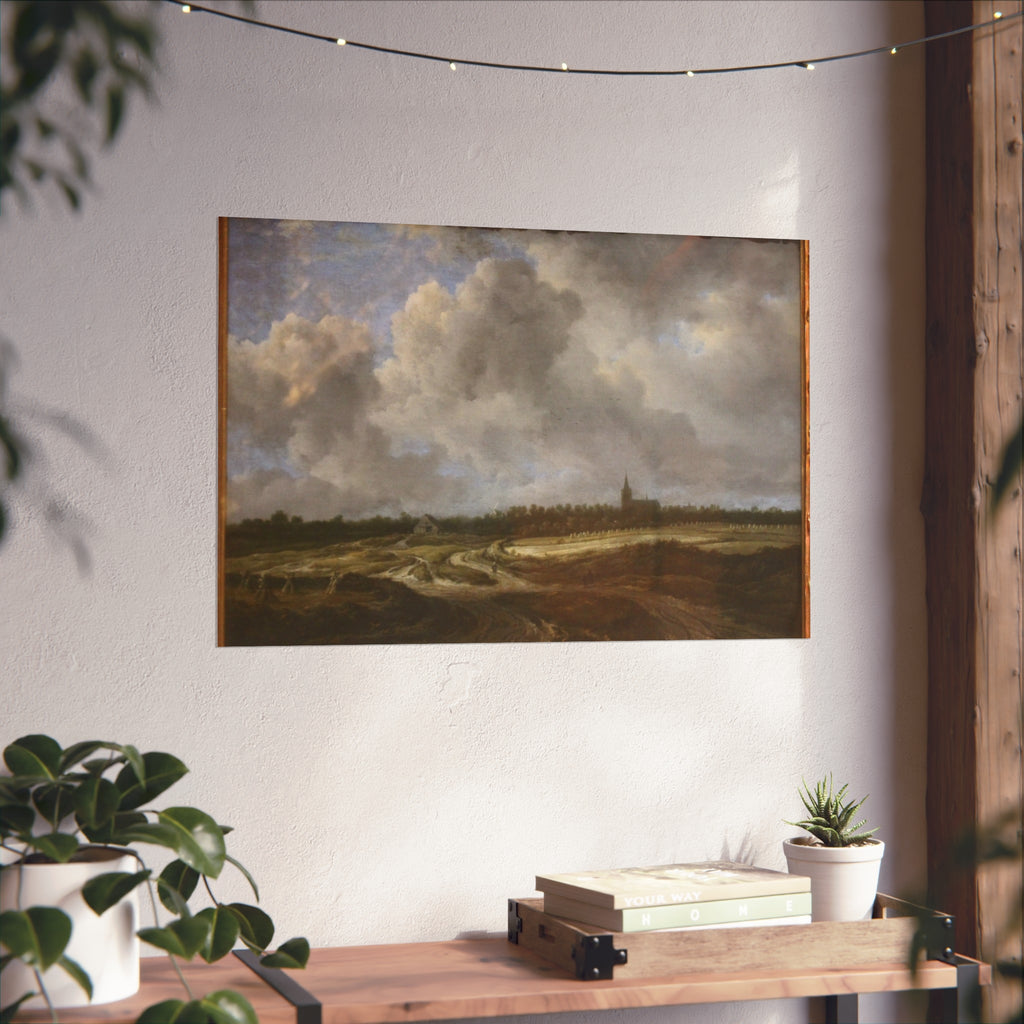 Dresden, Gemäldegalerie Alte Meister, Jacob van Ruisdael, ein Walddorf hinter Dünen | Fine Art Poster
