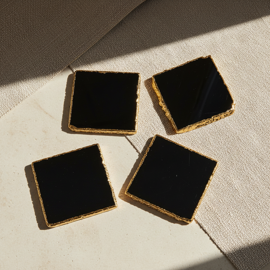Agate Coasters — Black (Set of 4)