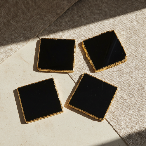 Agate Coasters — Black (Set of 4)