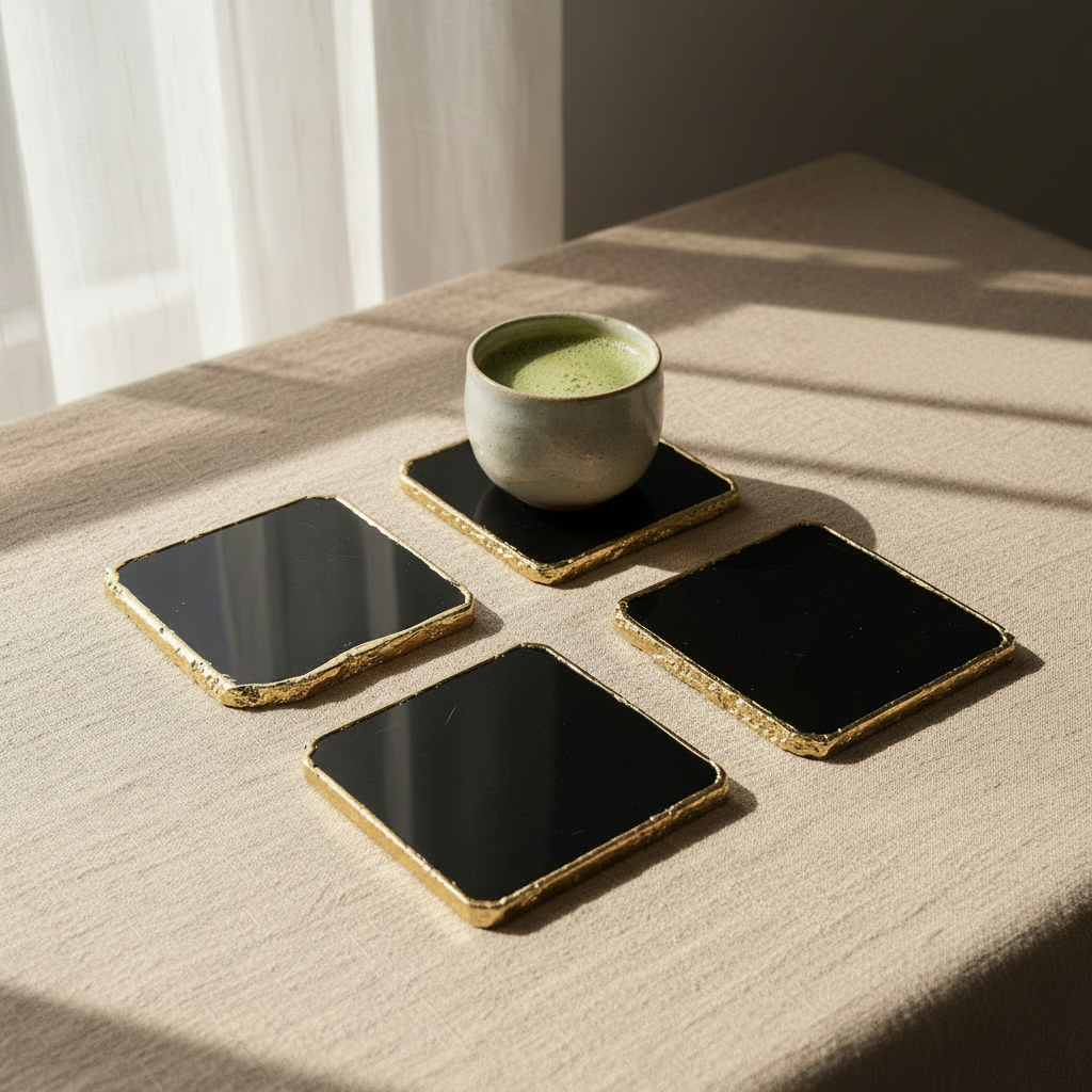Agate Coasters — Black (Set of 4)